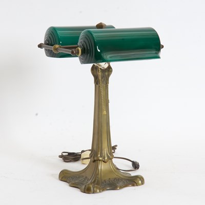 Lot 278 - Brass Two-Light Banker's Desk Lamp