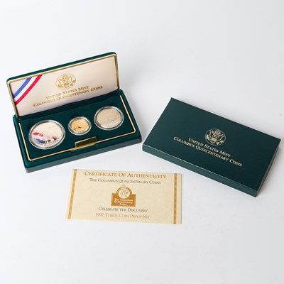 Lot 72 - United States. 1992 Three-Coin Columbus Quincentenary Commemorative Proof Set. OGP.