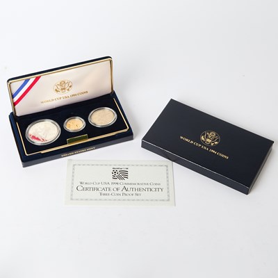 Lot 74 - United States. 1994 World Cup Three-Coin Commemorative Proof Set. OGP.