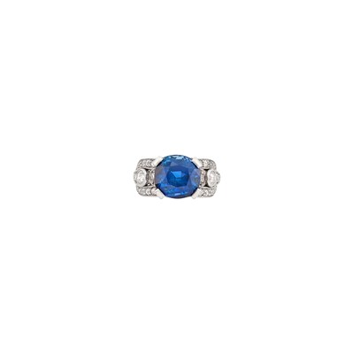 Lot 67 - Platinum, Gold, Sapphire and Diamond Ring