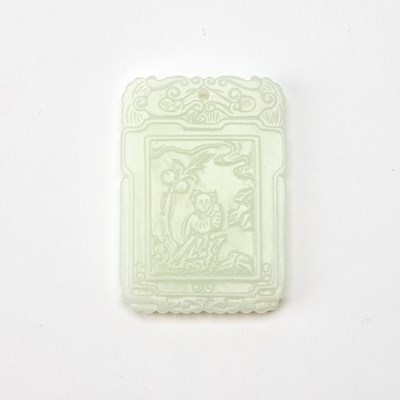 Lot 51 - A Chinese White Jade Plaque