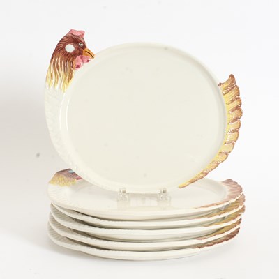 Lot 345 - Set of Six Chicken Form Plates