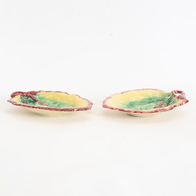 Lot 359 - Pair of Majolica Leaf Form Trays