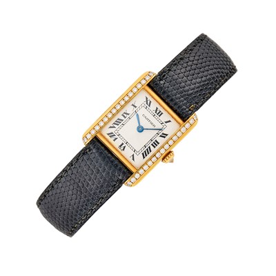 Lot 3 - Cartier Lady's Gold and Diamond 'Tank Louis' Wristwatch, Ref. WA201331