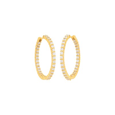 Lot 1 - Roberto Coin Pair of Gold and Diamond Hoop Earrings