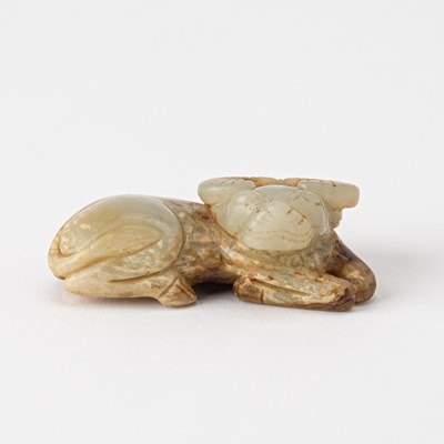 Lot 531 - A Chinese Carved Jade Figure of an Ox