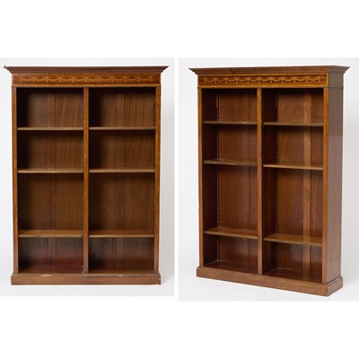 Lot 226 - Pair of Edwardian Style Inlaid Mahogany Bookcases