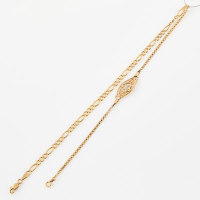 Lot 52 - Two Gold Flexible Bracelets, 14K 5 dwt., damaged