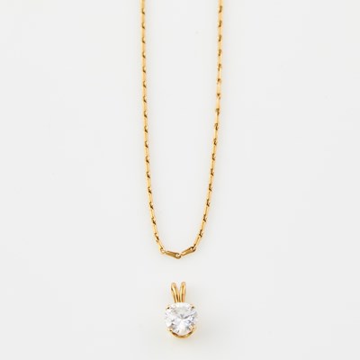 Lot 55 - Gold and Stone Pendant and Neck Chain, 14K 2 dwt. all