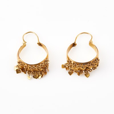 Lot 57 - Two Gold Earrings, 18K 4 dwt.