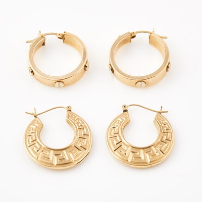 Lot 66 - Four Gold Earrings, 14K 6 dwt.