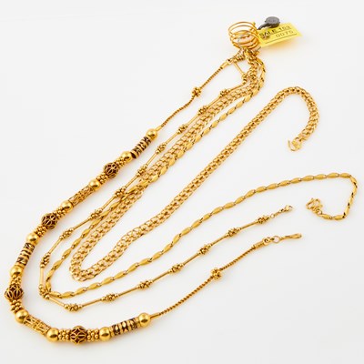 Lot 75 - Four Gold Necklaces and Ring, 24K 11 dwt. and 22K 61 dwt.