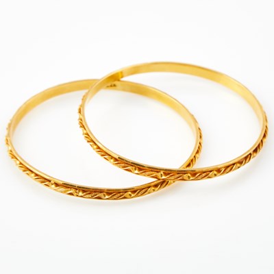 Lot 100 - Two Gold Rigid Bracelets, 22K 18 dwt.