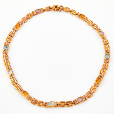 Lot 108 - Gold and Stone Necklace, 14K 21 dwt. all
