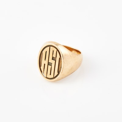 Lot 111 - Gold Initial Ring, 14K 12 dwt.