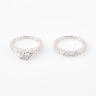 Lot 112 - Two Diamond Rings, 41 diamonds about 0.80 ct., 14K 4 dwt.
