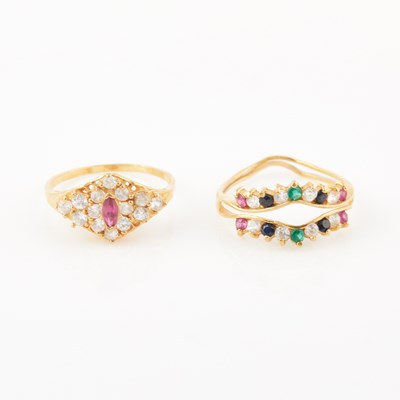 Lot 126 - Two Gold and Stone Rings, 22K 4 dwt. all, damaged