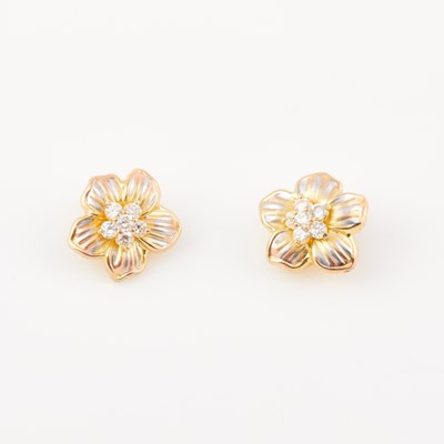 Lot 143 - Two Gold and Stone Earrings, 14K 3 dwt. all