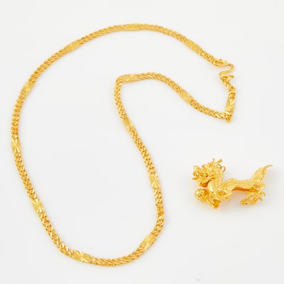 Lot 154 - Gold Pendant and Neck Chain, 24K 33 dwt.