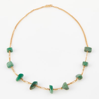 Lot 166 - Gold and Stone Necklace, 14K 12 dwt. all