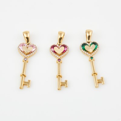 Lot 186 - Three Gold and Stone Pendants, 14K 4 dwt. all