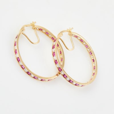 Lot 187 - Two Gold and Stone Earrings, 14K 3 dwt. all