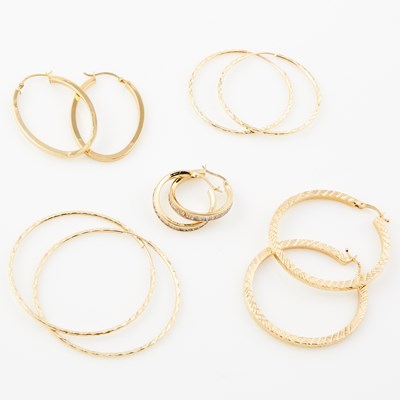 Lot 188 - Ten Gold and Stone Earrings, 14K 8 dwt. all, damaged