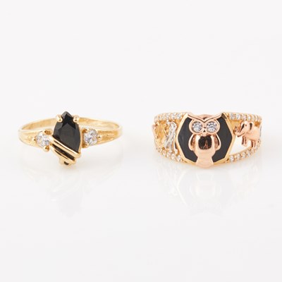 Lot 197 - Two Gold and Stone Rings, 14K 3 dwt. all