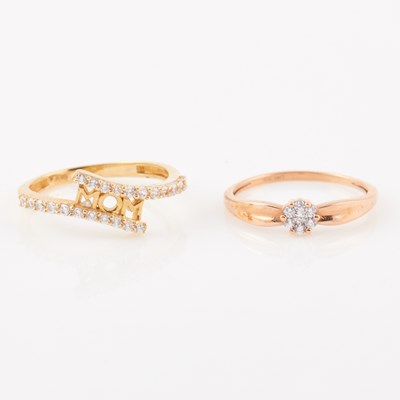Lot 198 - Two Gold and Stone Rings, 14K 2 dwt. all