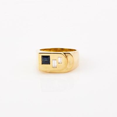 Lot 207 - Diamond and Stone Ring, 2 diamonds about 0.30 ct., 18K 8 dwt. all