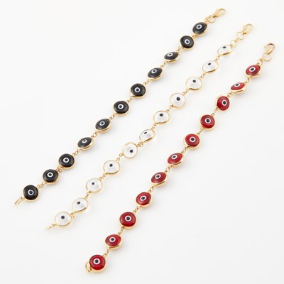 Lot 211 - Three Gold Stone Flexible Bracelets, 14K 16 dwt.  all
