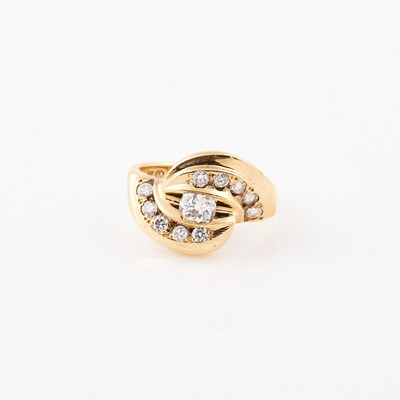 Lot 212 - Diamond Ring, 10 diamonds, center stone about 0.55ct., 14K 3 dwt.