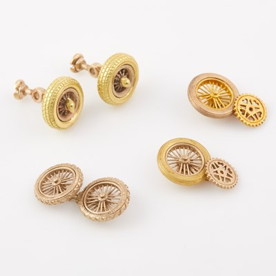 Lot 217 - Five Gold Cuff Links, 18K 25 dwt., damaged