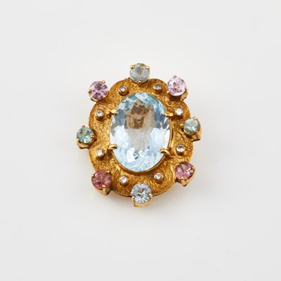 Lot 241 - Diamond and Stone Pin, 14K 8 dwt. all