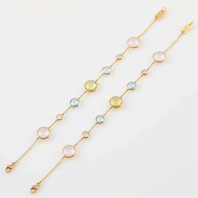 Lot 244 - Two Gold and Stone Flexible Bracelets, 18K 7 dwt. all
