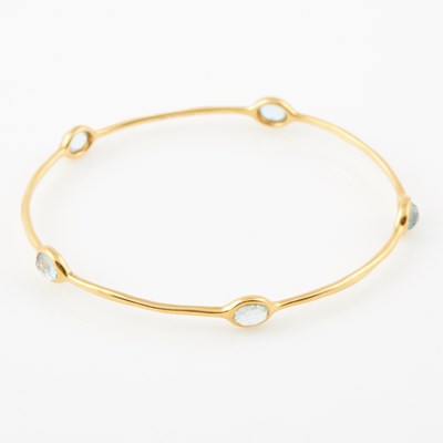 Lot 245 - Gold and Stone Rigid Bracelet, 18K 6 dwt. all