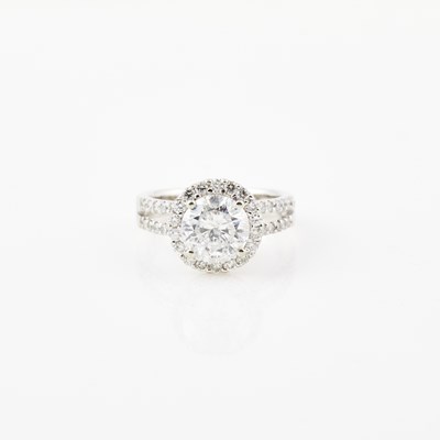 Lot 270 - Diamond Engagement Ring, 65 diamonds, center stone about 2.40 cts. clarity enhanced, 64 diamonds    about 1.00 ct., 14K 4 dwt.