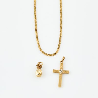 Lot 276 - Diamond Pendant, Gold Pendant and Neck Chain, 14K 5 dwt.