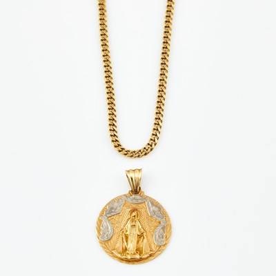 Lot 278 - Gold Pendant and Neck Chain, 18K 23 dwt.
