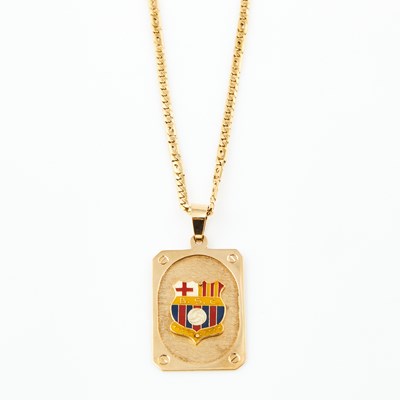 Lot 279 - Gold and Enamel Pendant and Neck Chain, 14K 15 dwt. all