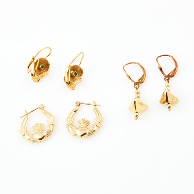 Lot 289 - Six Gold and Stone Earrings, 18K and 14K 4 dwt. all