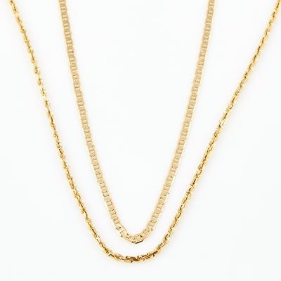 Lot 296 - Two Gold Neck Chains, 14K 12 dwt.
