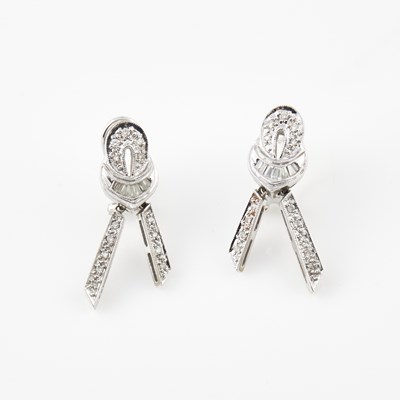 Lot 316 - Two Diamond Earrings, 18K 5 dwt.
