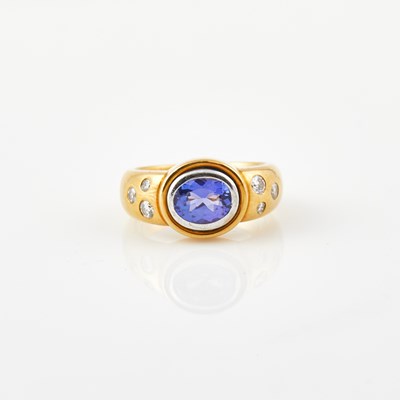 Lot 322 - Diamond and Stone Ring, 6 diamonds about 0.35 ct.,18K 8 dwt. all