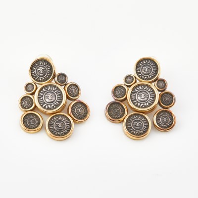 Lot 341 - Two Gold and Metal Earrings, 18K and Metal 39 dwt. all, bears signature Marina B