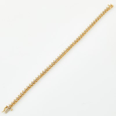 Lot 353 - Diamond Tennis Bracelet, 50 diamonds about 2.00 cts., 14K 6 dwt., damaged