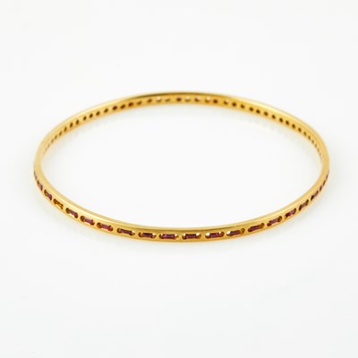 Lot 363 - Gold and Stone Rigid Bracelet, 18K 9 dwt. all, stone missing