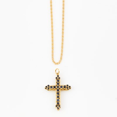 Lot 378 - Gold and Stone Pendant and Neck Chain, 18K 3 dwt. all