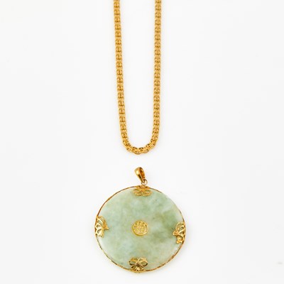 Lot 382 - Gold and Stone Pendant and Neck Chain, 14K 13 dwt. all
