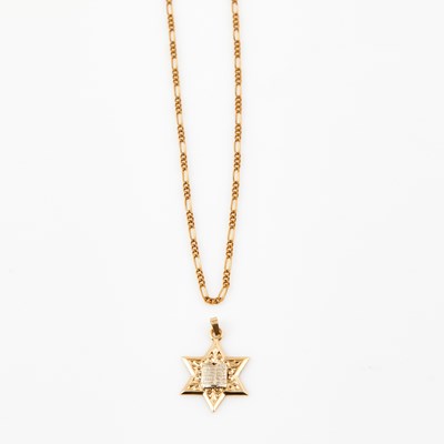Lot 385 - Gold Pendant and Neck Chain, 18K 3 dwt. and 14K 1 dwt.